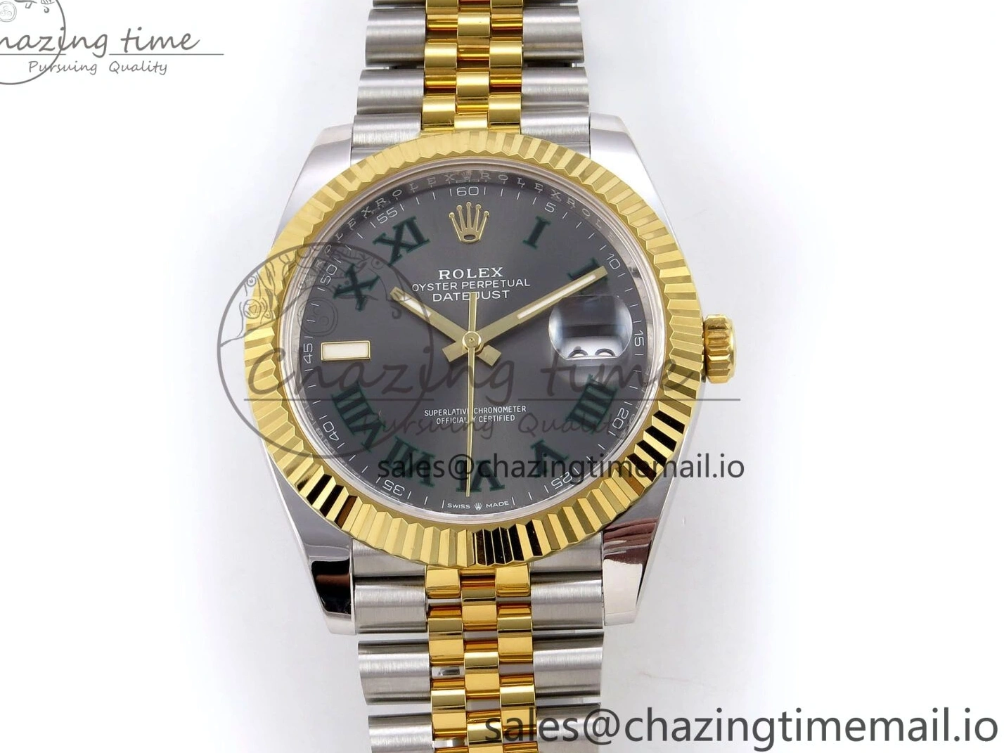 0513 DateJust 41 SS YG ARF 1:1 Best Edition 904L Steel Gray Green Roman Dial on Jubilee Bracelet SH Casual 1245